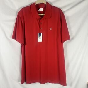 IZOD Golf Polo Shirt Men's XXL Short Sleeve Red Striped Side Slit Straight Hem